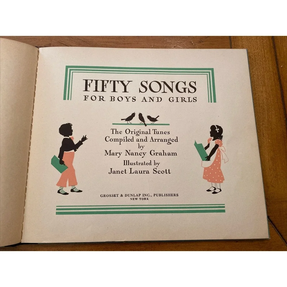 FIFTY FAVORITE SONGS FOR GIRLS & BOYS Whitman Music Book~1935 ~RARE Blue 1st Ed.